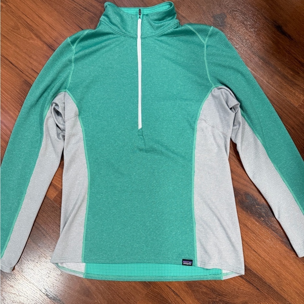 Patagonia Capilene Midweight Baselayer 1/2 Zip Pullover M Green Gray Polartec